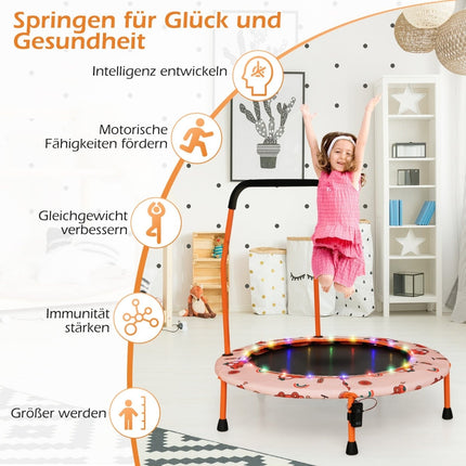 Dětská mini trampolína s LED světly a odnímatelným madlem