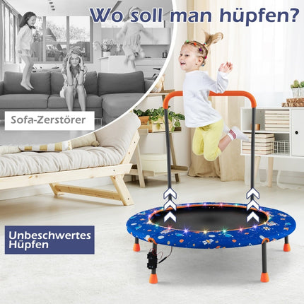 Dětská mini trampolína s LED světly a odnímatelným madlem