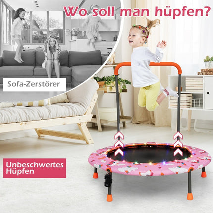 Dětská mini trampolína s LED světly a odnímatelným madlem