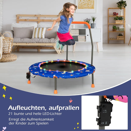 Dětská mini trampolína s LED světly a odnímatelným madlem