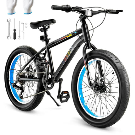 Kids Mountain Bike 20 Inch, 7-Speed, Dual Disc Brakes