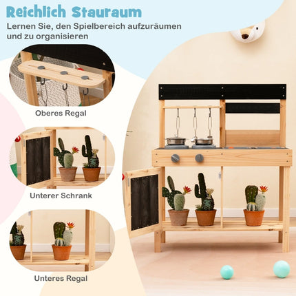 Kids Outdoor Play Kitchen with Sink, Faucet & Stove