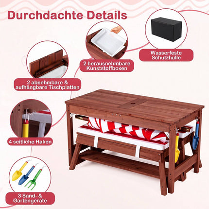 Kids Outdoor Wooden Picnic Table Set with Umbrella