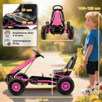 Kids Pedal Go-Kart, Adjustable Seat, EVA Wheels, Ages 3-8