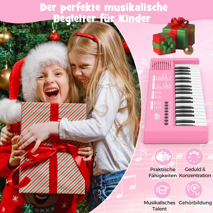 Dětské klávesy růžové, 37 kláves, 8 rytmů, USB a baterie