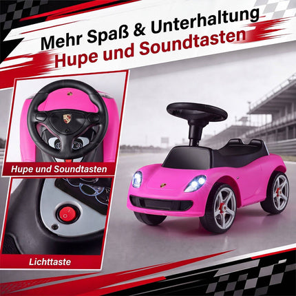 Kids Pink Porsche Ride-On Car with Horn & Sound