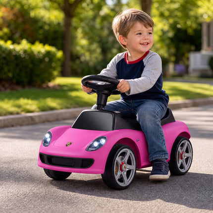 Kids Pink Porsche Ride-On Car with Horn & Sound