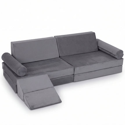 Kids Play Couch, 10-Piece Modular Foam Climber, Grey
