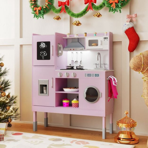 Dětská kuchyňka, nastavitelná výška, 16 dílů, růžová