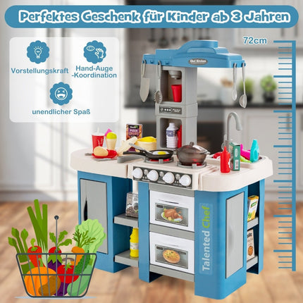 Kids' Play Kitchen with 67 Accessories, Water Pump Function