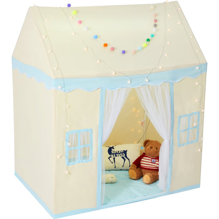Kids Play Tent With Mat and Hanging Light, Beige