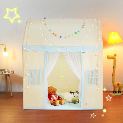 Kids Play Tent With Mat and Hanging Light, Beige