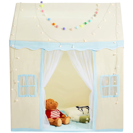 Kids Play Tent With Mat and Hanging Light, Beige