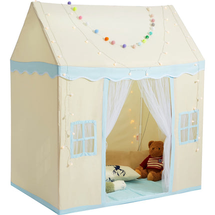 Kids Play Tent With Mat and Hanging Light, Beige
