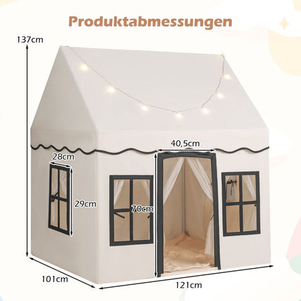 Kids Play Tent with Star Lights, 121 x 101 x 137 cm, Beige