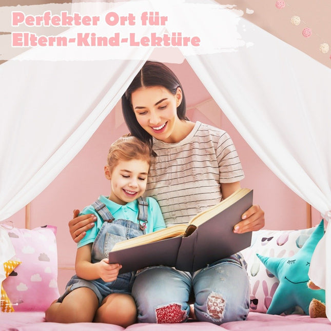 Dětský hrací stan s pratelnou bavlněnou podložkou a vlaječkami