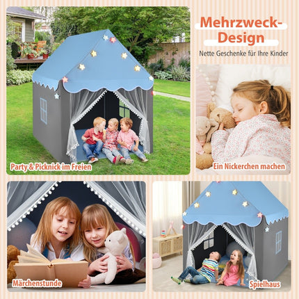 Kids Play Tent with Washable Mat, 105x121x136 cm, Blue