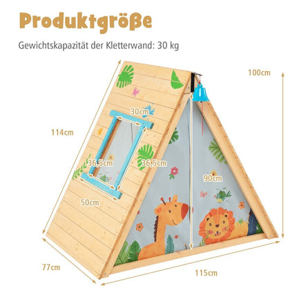 Kids' Playhouse with Climbing Wall, 115 x 77 x 100 cm