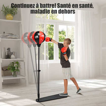 Dětská boxovací hruška – nastavitelná 85-130 cm, rukavice, pumpička