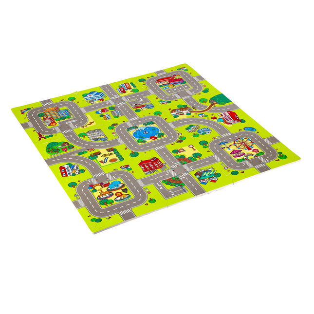 Dětská podložka puzzle s autíčky, 9 dílů, 90x90cm
