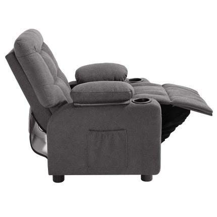 Kids Recliner Chair With Footrest, Cup Holder, Gray
