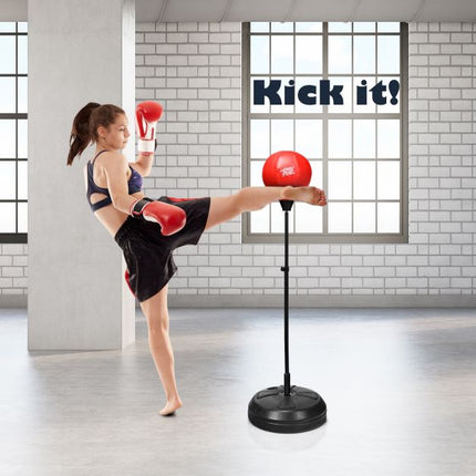 Dětský reflexní boxovací set, 122–154 cm, stojan, rukavice