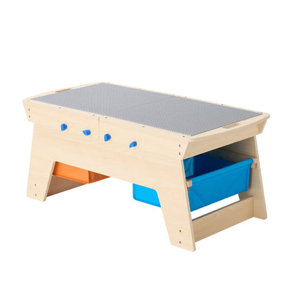 Kids Reversible Wooden Activity Table, 200 Blocks, 3 Bins