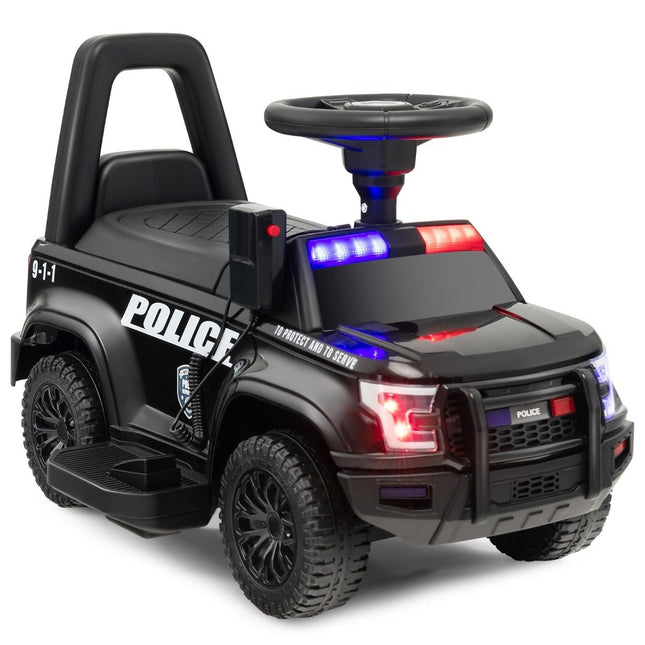 Dětské policejní auto na sezení s megafonem, baterie 6V, černé
