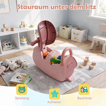 Kids Ride-On Push Car with Music & Storage – Pink