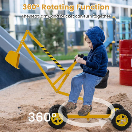 Dětský bagr na sezení do písku, otočný o 360, ovládání dvěma pákami