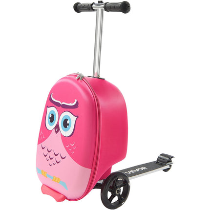 Kids Ride-On Scooter Suitcase, Flashing Wheels, 20-Inch 20L, Pink