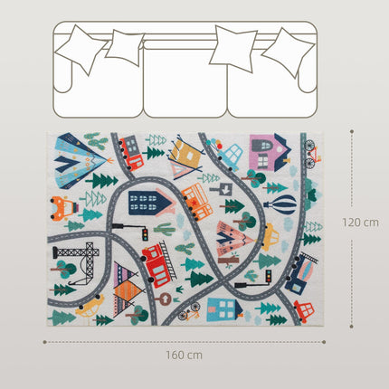 Dětský koberec se silnicemi, měkký fleece, protiskluzový, 160x120 cm