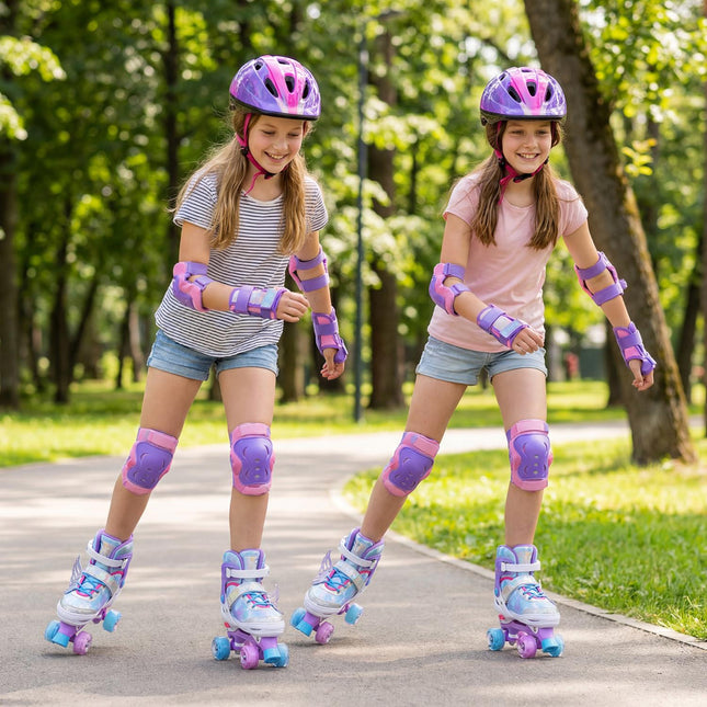 Kinderrolschaatsen, verstelbaar, met lichtgevende wielen, voor kinderen van 9-14 jaar, blauw
