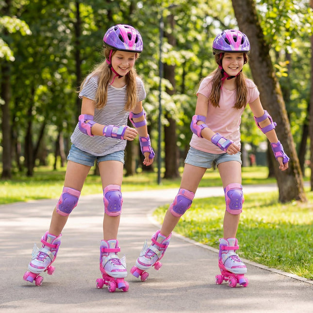 Kinderrolschaatsen, verstelbaar, met verlichte wielen, roze