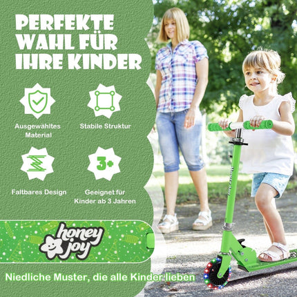 Dětská koloběžka s LED kolečky, skládací, nastavitelná řídítka