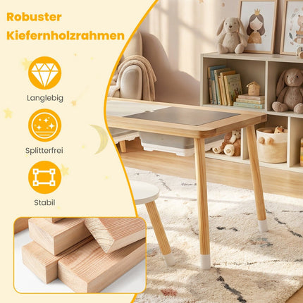 Dětský smyslový stolek se 2 stoličkami a oboustrannou deskou
