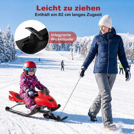 Kids Snow Racer Sled with Brakes & Steering, Red