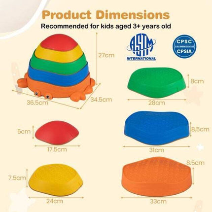 Kids' Stepping Stones, Crab Theme, Non-Slip, 5 Pieces