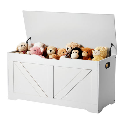 Kids Storage Bench Toy Box, Safety Hinge, White, 990mm