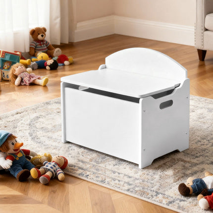 Kids Storage Bench Toy Chest with Backrest, Safety Hinge