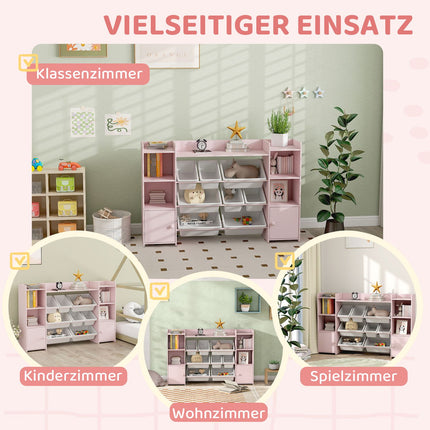 Dětský úložný regál s 8 vyjímatelnými boxy – růžový