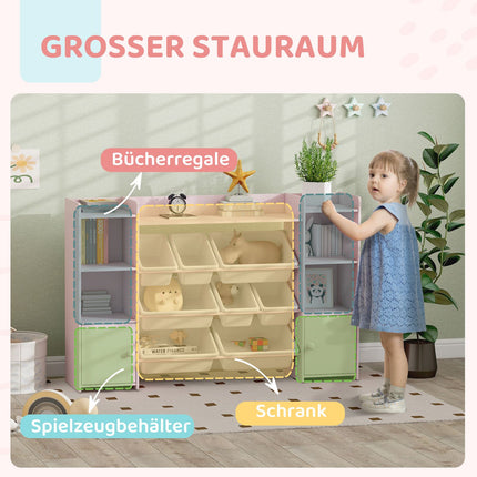 Dětský úložný regál s 8 vyjímatelnými boxy – růžový