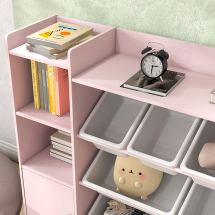 Dětský úložný regál s 8 vyjímatelnými boxy – růžový