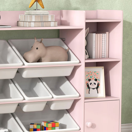 Dětský úložný regál s 8 vyjímatelnými boxy – růžový