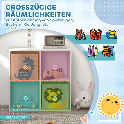 Dětský úložný regál s přihrádkami a zásuvkami, MDF, bílý