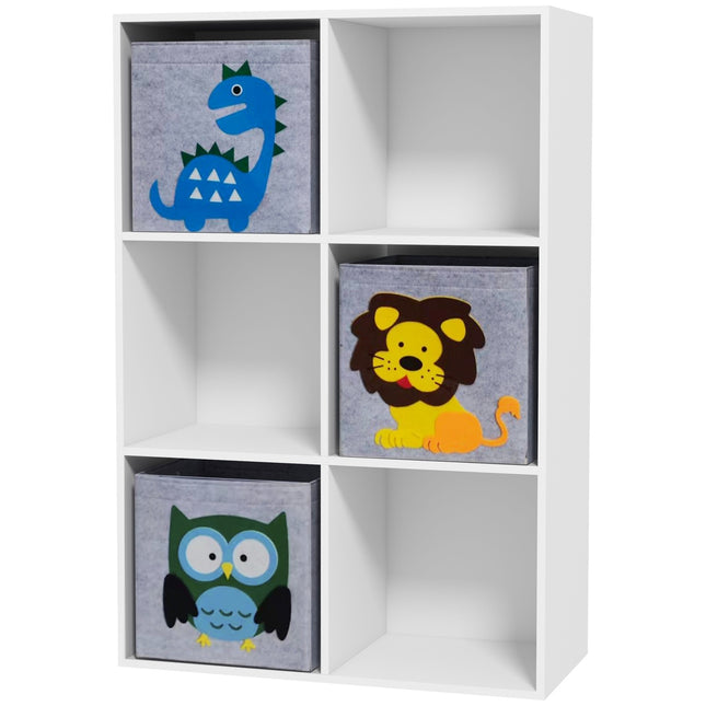 Kinderopbergplank met kubussen en lades, MDF, wit