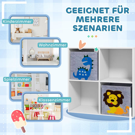 Dětský úložný regál s přihrádkami a zásuvkami, MDF, bílý