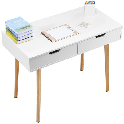 Kids Study Desk With 2 Drawers, 39-Inch MDF, White