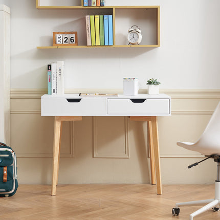 Kids Study Desk With 2 Drawers, 39-Inch MDF, White