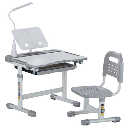 Kids Study Desk and Chair Set, Adjustable Tilt, LED Lamp